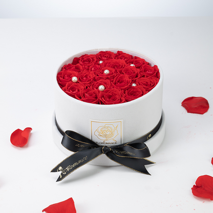Bespoke Forever Roses | Small Round White Gift Box