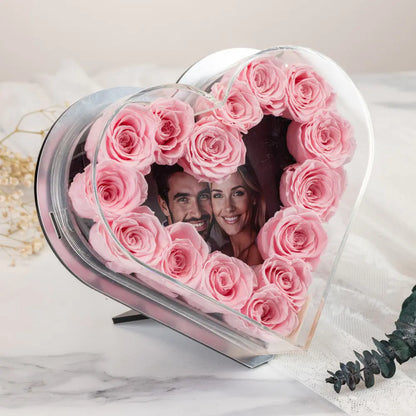 Heart-Shaped Forever Flower Photo  Frame，20250506-6