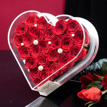 High-Grade Acrylic Heart-Shaped Preserved Flower Box