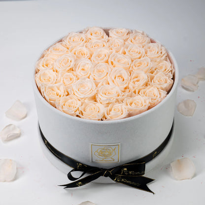Large Round White Gift Box | Bespoke Forever Roses