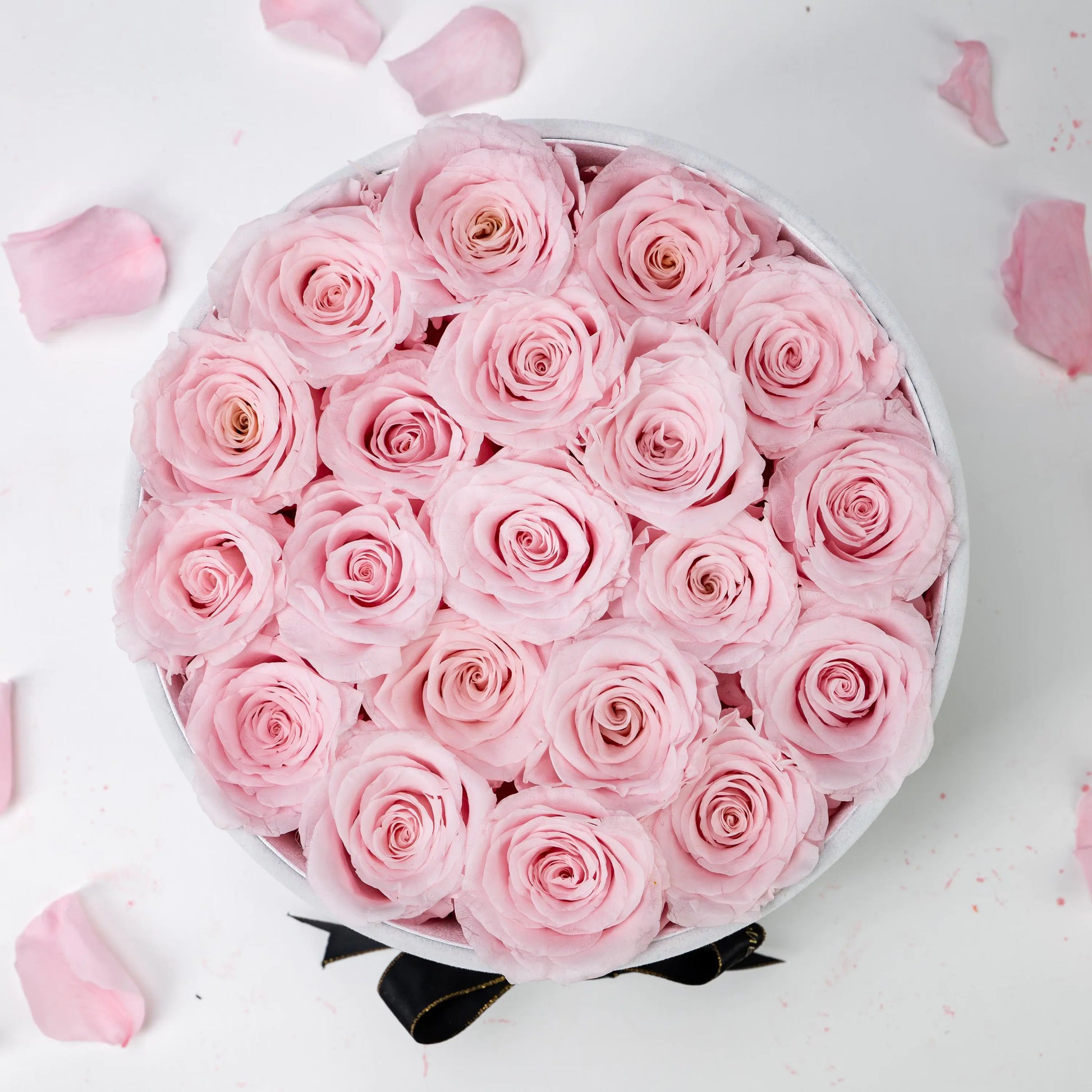 Bespoke Pink Roses in Medium Round White Gift Box