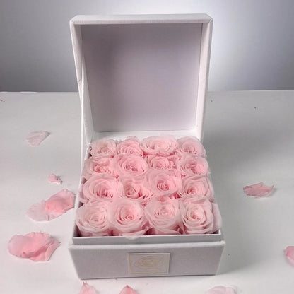Floromance Bespoke Pink Roses | Small Square White Gift Box