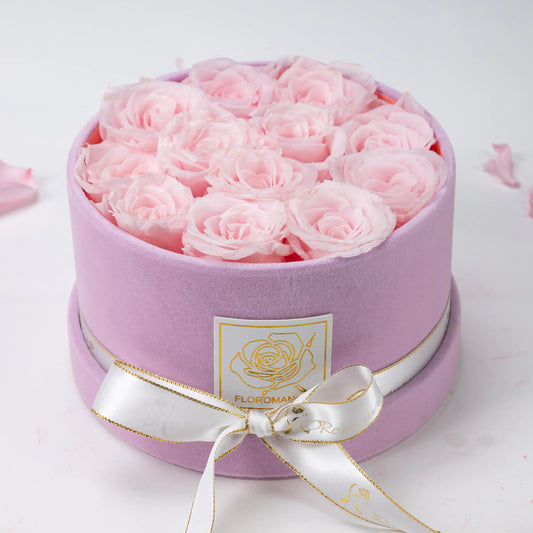 Floromance Bespoke Pink Roses | Small Round Pink Gift Box