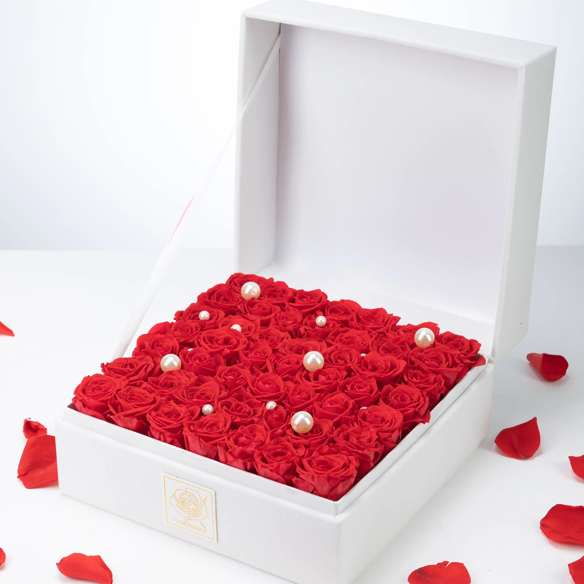 Bespoke Red Roses in Large Square White Gift Box