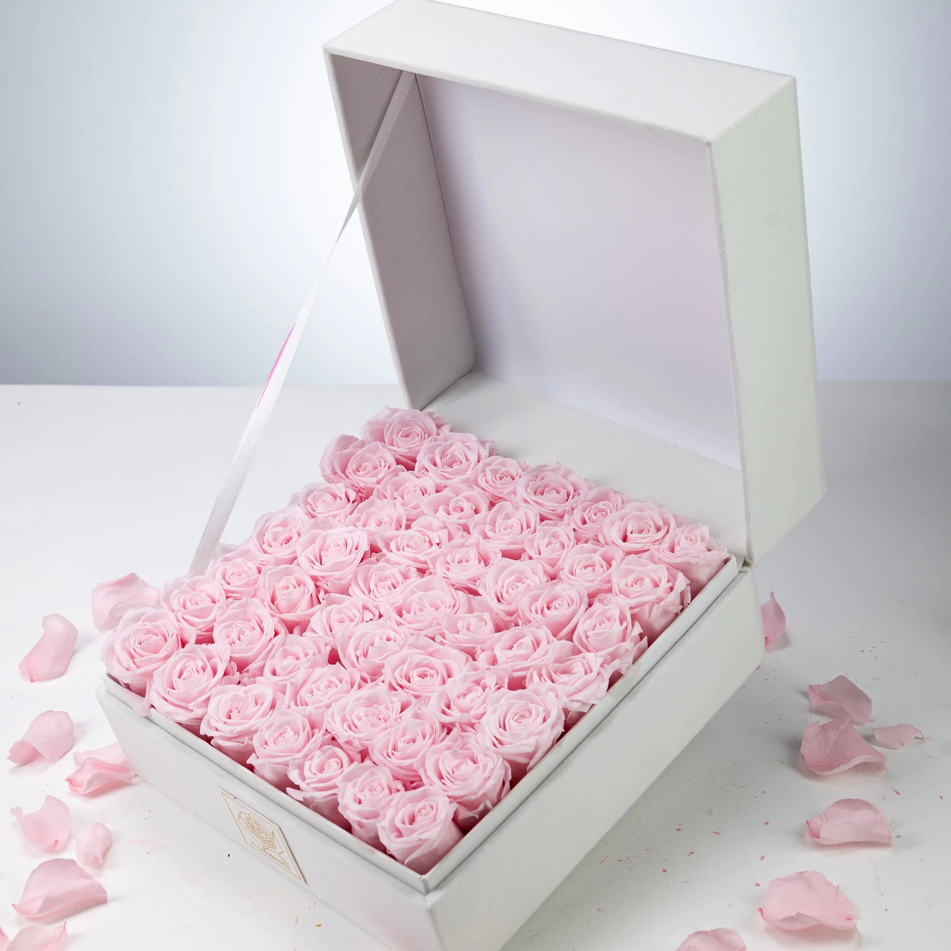 Bespoke Pink Roses in Large Square White Gift Box