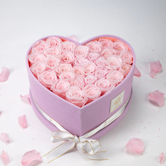 Bespoke Forever Roses | Large Heart Pink Gift Box