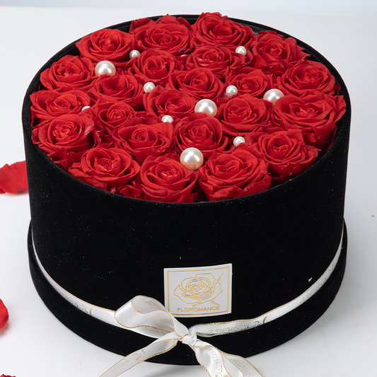 Large Round Black Gift Box | Bespoke Forever Roses