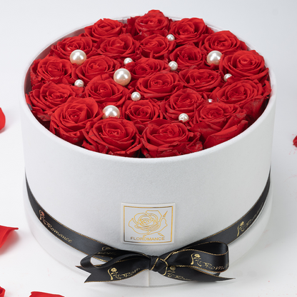 Large Round White Gift Box | Bespoke Forever Roses