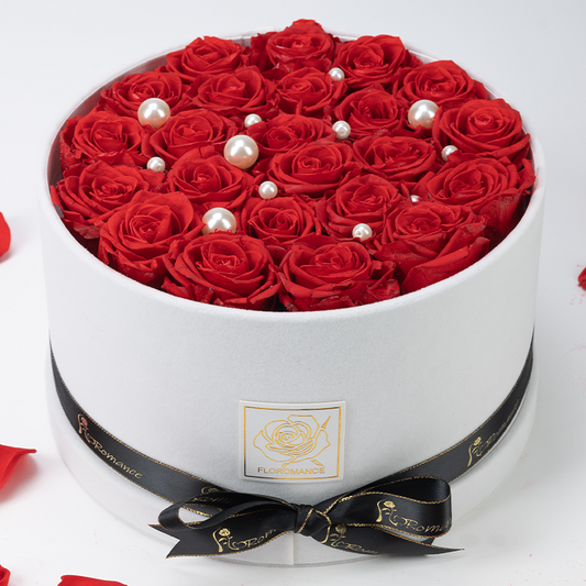 Large Round White Gift Box | Bespoke Forever Roses