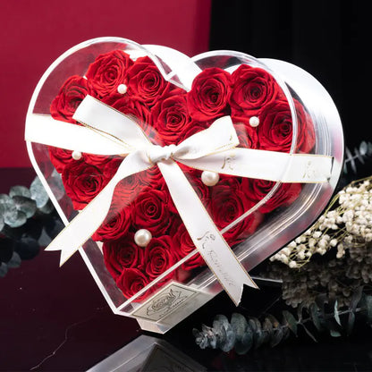 Luxurious Acrylic Heart-Shaped Preserved Flower Box