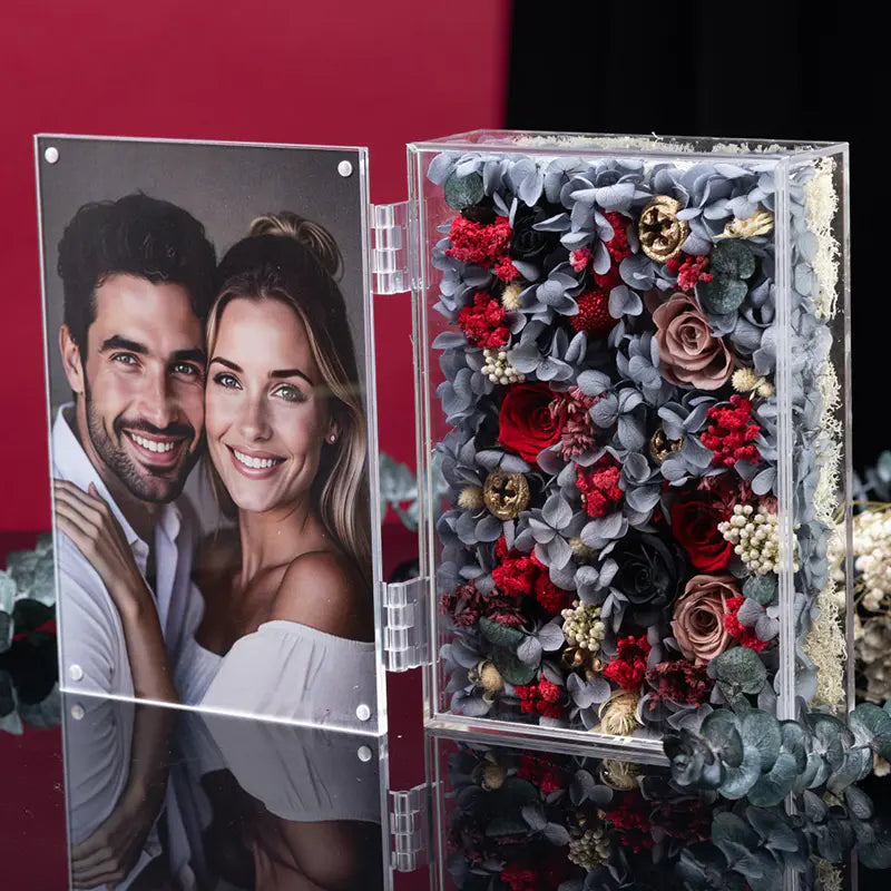Personalized Photo Permanent Flower Acrylic Folding Frame
