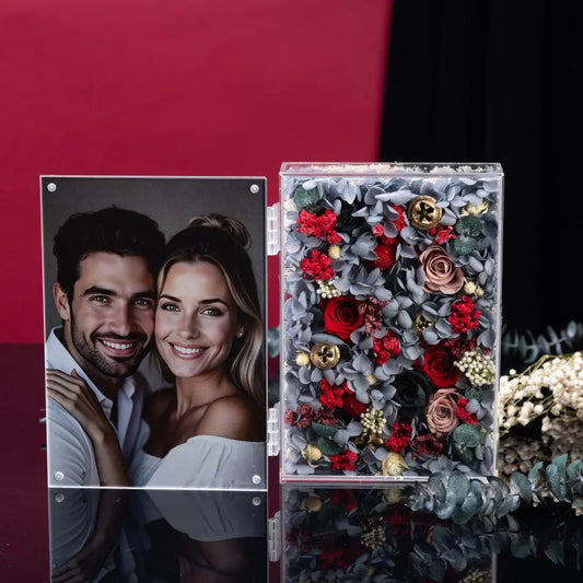 Personalized Photo Permanent Flower Acrylic Folding Frame，20250506-1