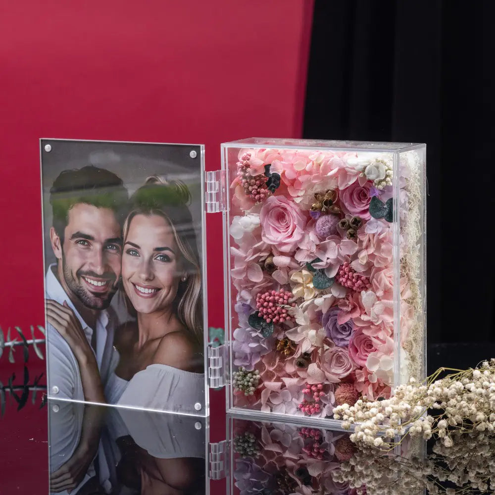 Personalized Photo Permanent Flower Acrylic Folding Frame，20250506-6