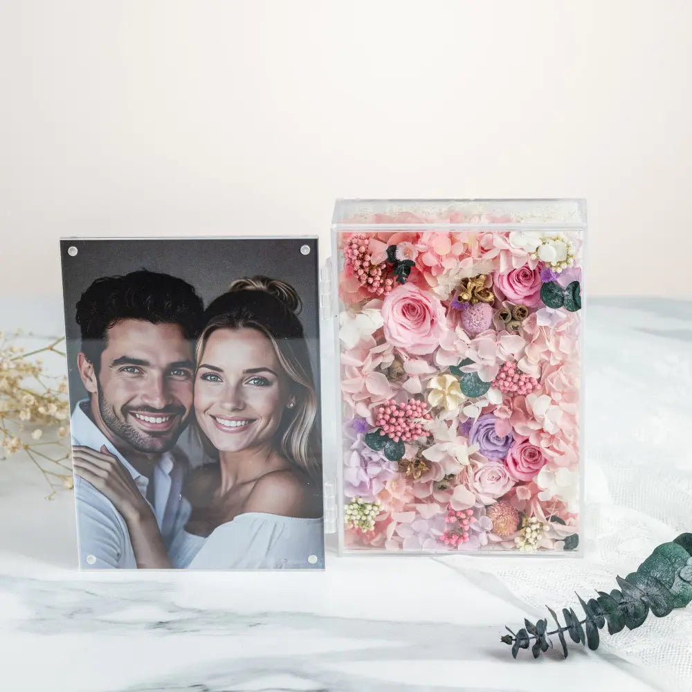 Personalized Photo Permanent Flower Acrylic Folding Frame，20250506-9